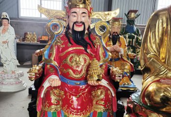 財(cái)神雕塑-玻璃鋼彩繪手拿元寶寺廟供奉神佛財(cái)神雕塑