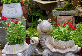 花盆雕塑-公園景區創意花盆烏龜玻璃鋼花盆雕塑