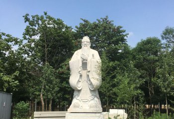 孔子雕塑-漢白玉校園園林孔子石雕像