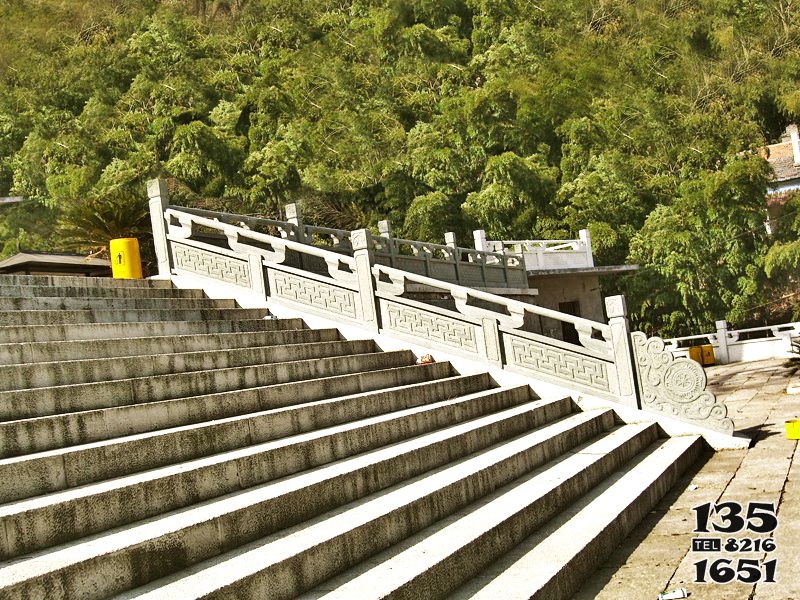 欄桿欄板雕塑-寺廟臺(tái)階大理石扶手欄桿高清圖片