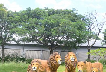 獅子雕塑-戶(hù)外草坪玻璃鋼仿真動(dòng)物園林景觀裝飾擺件獅子雕塑