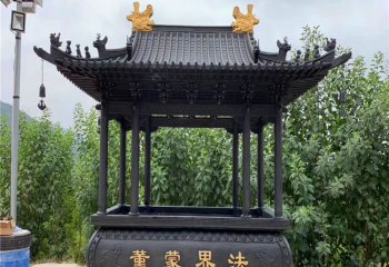 香爐雕塑-鑄鐵大型燒紙鑄銅寺院戶(hù)外擺放香爐