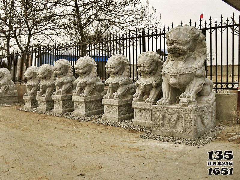 獅子雕塑-寺廟庭院別墅大型仿真動物看門鎮(zhèn)宅獅子雕塑高清圖片