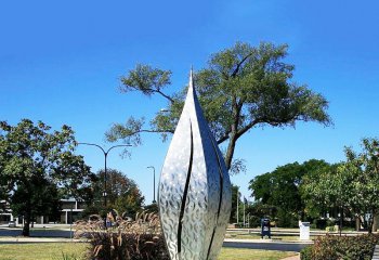 樹葉雕塑-公園園林不銹鋼樹葉噴泉雕塑