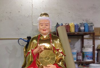 太極老母雕塑-不銹鋼噴金烤漆大型寺廟景觀太極老母雕塑