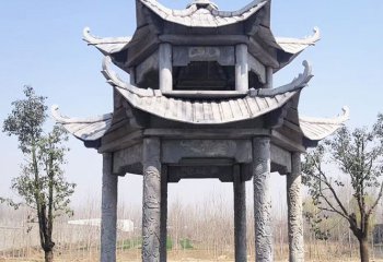 涼亭雕塑-青石仿古建筑復(fù)頂園林戶外擺放涼亭