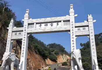 牌坊雕塑-山林景區(qū)寺院漢白玉浮雕三門無樓牌坊