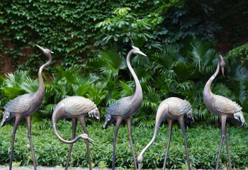 丹頂鶴雕塑-公園不銹鋼仿銅姿態各異的丹頂鶴雕塑