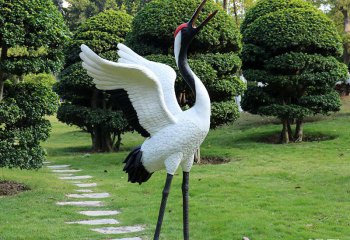 鶴雕塑-公園景區(qū)玻璃鋼鳴叫的鶴雕塑