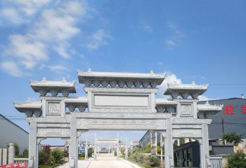 牌坊雕塑-企業廠區門口景觀-石雕牌坊裝飾擺件