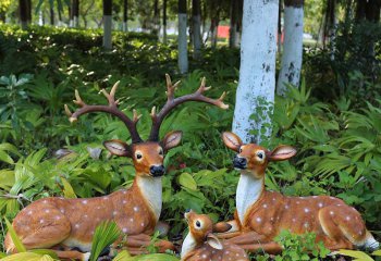 梅花鹿雕塑-戶外草叢創意景觀裝飾品仿真動物梅花鹿雕塑