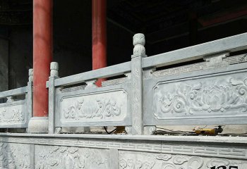 欄桿欄板雕塑-山區(qū)寺廟園林臺階青石雕刻荷花欄桿雕塑