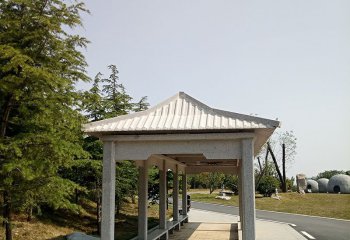 涼亭雕塑-公園戶外裝飾仿古大理石長廊休息涼亭擺件雕塑