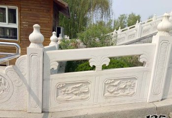 欄桿欄板雕塑-公園景區(qū)入口臺階漢白玉防護欄桿雕塑