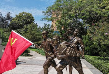 八路軍雕塑-景區玻璃鋼上陣沖鋒的八路軍雕塑