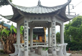 涼亭雕塑-寺廟景區(qū)戶(hù)外裝飾六角休息座椅涼亭石雕