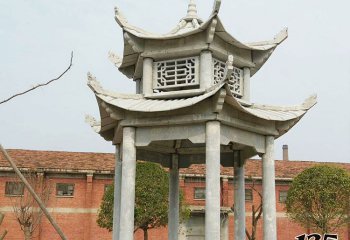 涼亭雕塑-學(xué)院操場(chǎng)擺放休閑仿古建雙層鏤空涼亭雕塑