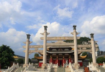 牌坊雕塑-寺廟三門(mén)簡(jiǎn)易石華表石柱牌坊雕塑