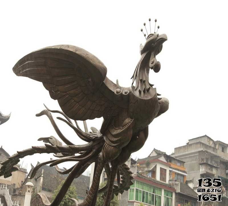 鳳凰雕塑-景區不銹鋼飛翔的鳳凰雕塑高清圖片