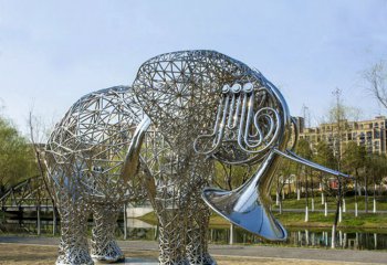 大象雕塑-公園不銹鋼鏤空創(chuàng)意戶外大型大象雕塑