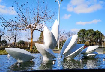 樹葉雕塑-公園景區(qū)抽象不銹鋼樹葉水景噴泉景觀雕塑