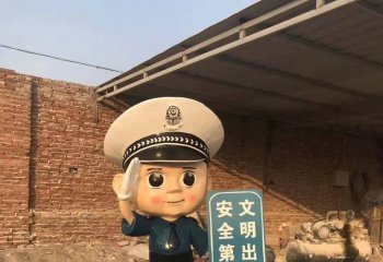 警察雕塑-玻璃鋼卡通公園廣場安全警示語雕塑景觀警察雕塑