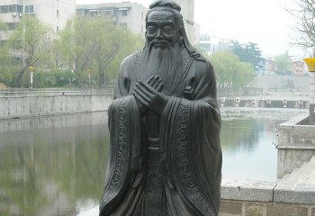 孔子雕塑-小區公園湖邊擺放歷史名人孔子青銅像雕塑