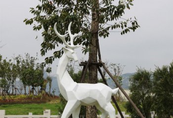 梅花鹿雕塑-公園景區(qū)大型動(dòng)物景觀回頭望的梅花鹿雕塑