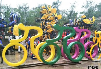 騎車(chē)雕塑-玻璃鋼雕塑體育運(yùn)動(dòng)雕像公園園林噴漆景觀騎車(chē)雕塑