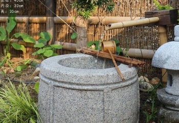 石槽雕塑-水缸造景擺件流水庭院景觀日式袈裟石缽戶外噴泉石槽魚(yú)