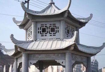 涼亭雕塑-花園廣場(chǎng)擺放雙層仿古建涼亭雕塑