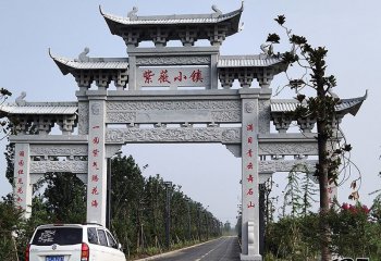 牌坊雕塑-紫薇古鎮景區入口石雕牌坊仿古建筑斗拱擺件牌坊雕塑