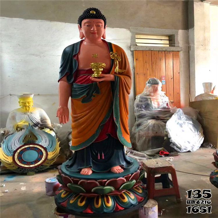 三圣雕塑-景區(qū)大型景觀裝飾品玻璃鋼彩繪神佛三圣雕塑高清圖片