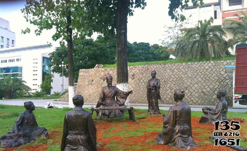 朱熹雕塑-公園廣場鑄造朱熹講學人物銅雕高清圖片