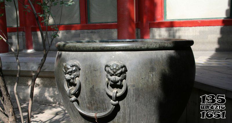 缸雕塑-仿古水缸銅雕庭院寺廟缸雕塑高清圖片