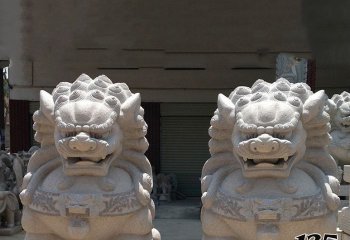 獅子雕塑-庭院寺廟創意獅子雕塑漢白玉石雕獅子雕塑