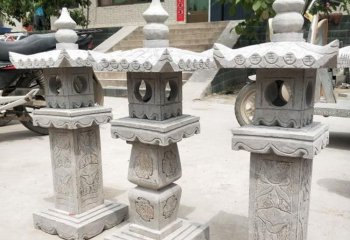 燈籠雕塑-青石仿古做舊庭院園林落地草坪照明燈復(fù)古懷舊雕塑