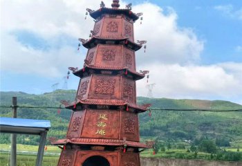 佛塔雕塑-寺廟景區(qū)戶(hù)外擺放鑄銅多層浮雕佛塔雕塑