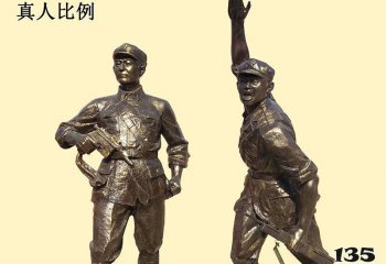 八路軍雕塑-大型戶(hù)外園林景觀玻璃鋼仿銅人物景觀八路軍雕塑