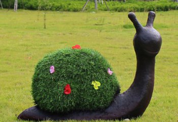 蝸牛雕塑-公園草坪戶外玻璃鋼綠植花朵蝸牛裝飾擺件雕塑