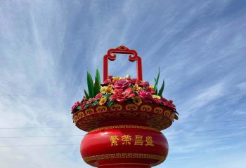 花籃雕塑-定制玻璃鋼大型花籃雕塑戶外天安門廣場公園花籃雕塑