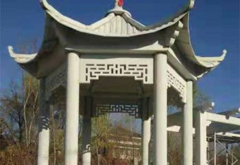 涼亭雕塑-小區(qū)花園戶外擺放六角仿古建休閑涼亭雕塑