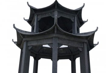 涼亭雕塑-大型仿古青石多角寺廟景觀涼亭雕塑