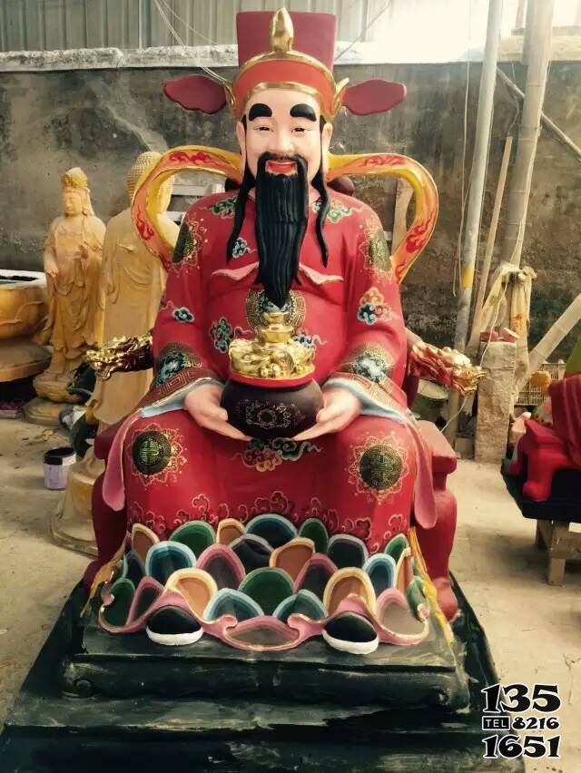 財神雕塑-景區寺廟大型供奉神佛玻璃鋼彩繪菩薩財神雕塑高清圖片