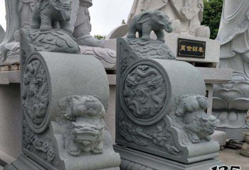 抱鼓石門墩雕塑-小象抱鼓石招財(cái)石門墩別墅園林門口擺件