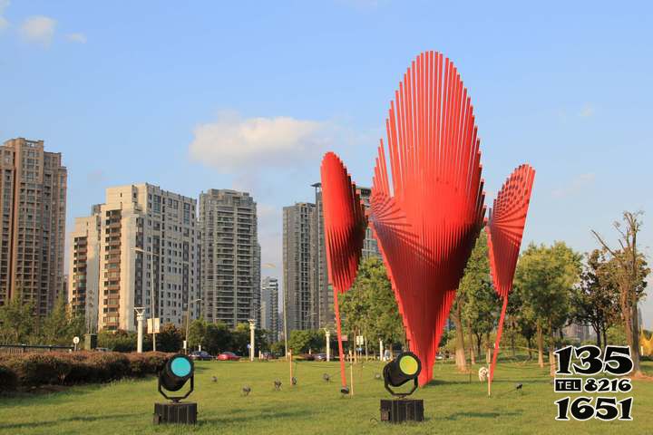 景觀雕塑-公園創意不銹鋼抽象紅色景觀雕塑高清圖片