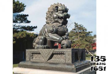 獅子雕塑-公園景區(qū)戶外大型仿真動物青石石雕獅子雕塑