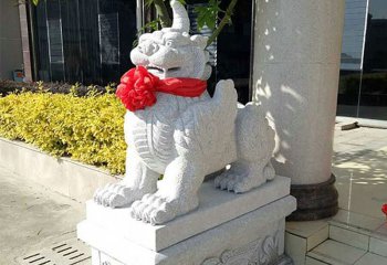 獨(dú)角獸雕塑-景區(qū)門口擺放的漢白玉石雕仿真獨(dú)角獸雕塑