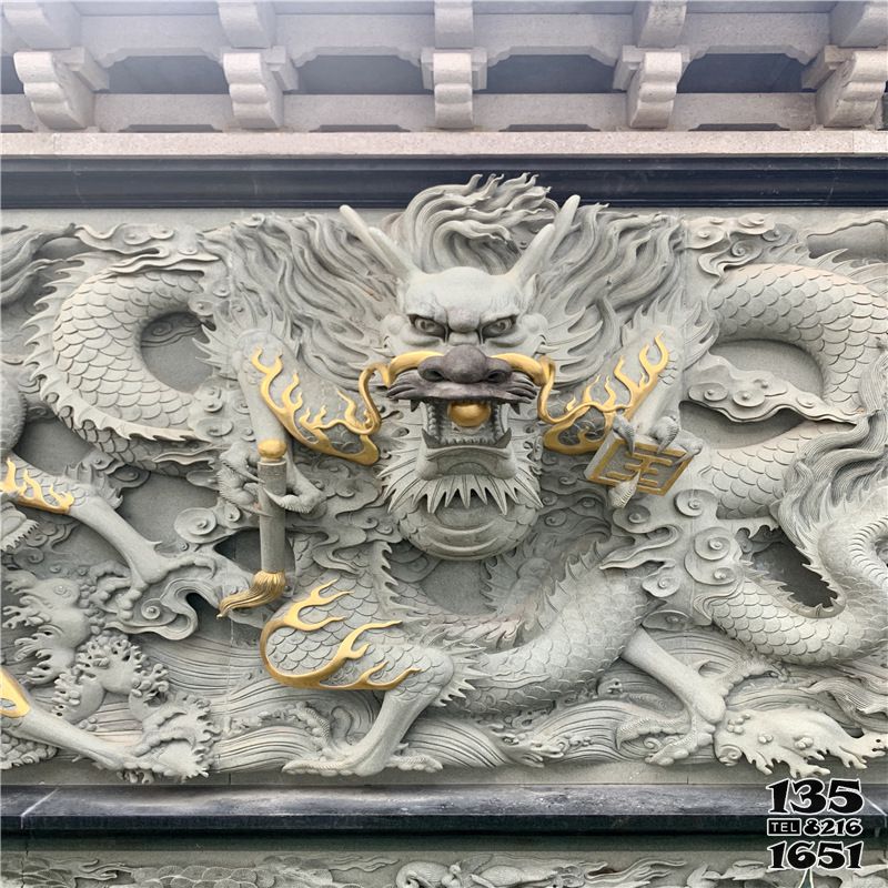 九龍壁雕塑-宗教寺廟九龍壁畫浮雕青石雕塑高清圖片