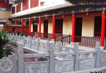 欄桿欄板雕塑-景區(qū)寺院陽臺(tái)大理石欄桿扶手雕塑